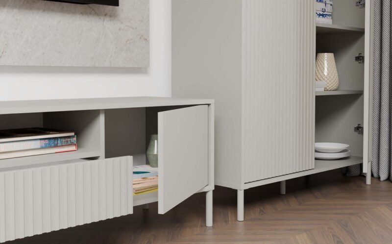 RTV160KAMAROKASZMIRSLIMKPL_5 TV-meubel KAMARO 160 – Kasjmier – geribbeld front