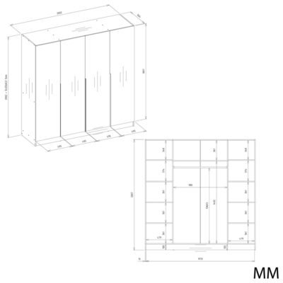 SENSO4DSZAFAWYMIARY Kledingkast SENSO 4D 200 – 200 cm – Kasjmier beige – 4 deuren