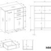 Dressoir SIMPLO 2D2S – Artisan eiken / Antraciet – 2 laden – 2 deuren