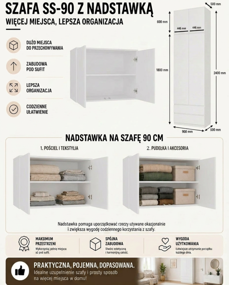 Garderobemeubel Malwa SS-90 – met opzetstuk