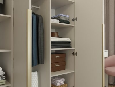 Kledingkast SENSO 3D 150 – 150 cm – Kasjmier beige – 3 deuren