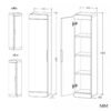 TERRA1DWymiary Badkamerkast TERRA 1D – Kasjmier beige – 4 planken – hangend
