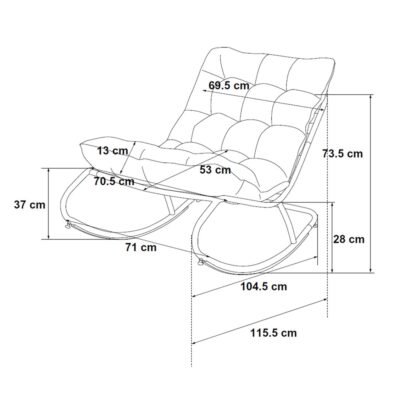 Tuinfauteuil VIBE – 115 cm – Zwart / Grijs – met kussen