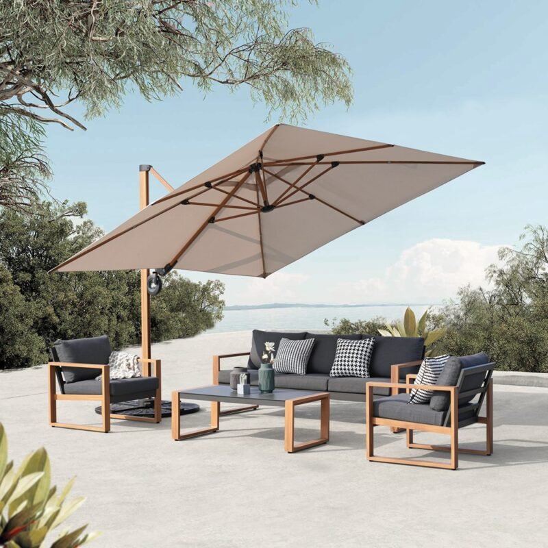 Tuinset DUISBURG Sofa Fotel Stolik – Antraciet / Bruin