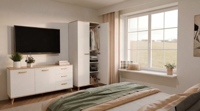 Kledingkast Ubraniowa OLYMPO 2D – 80 cm – Artisan eiken / Wit – 2 deuren