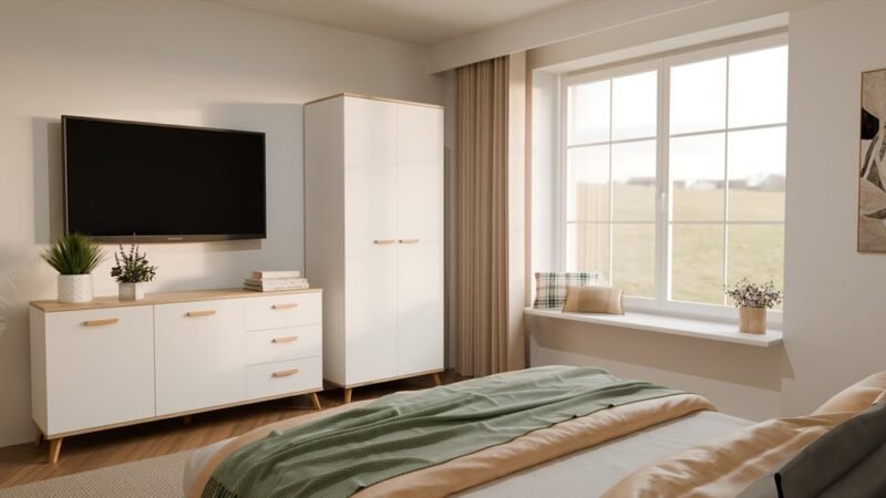 Kledingkast Ubraniowa OLYMPO 2D – 80 cm – Artisan eiken / Wit – 2 deuren