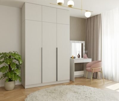 Kledingkast SENSO 3D – 250 cm – Kasjmier / Zwart – met opzetstuk
