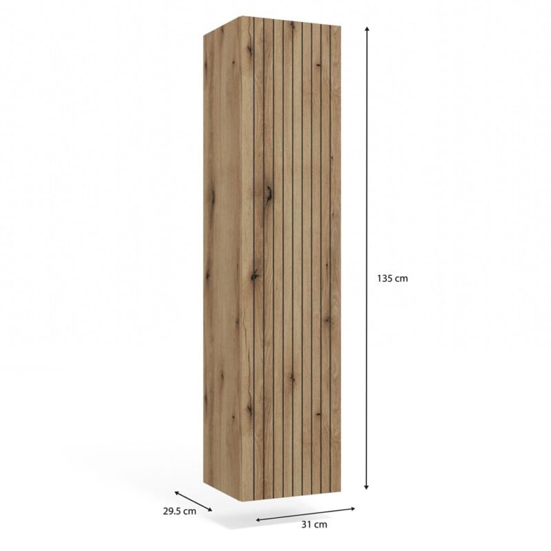 Badkamerkast TIGO 1D – Evoke eiken – hangend – geribbeld front