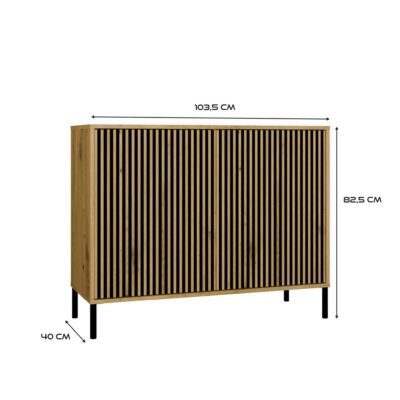 Dressoir KAMARO 2D SLIM – Artisan eiken – geribbeld front