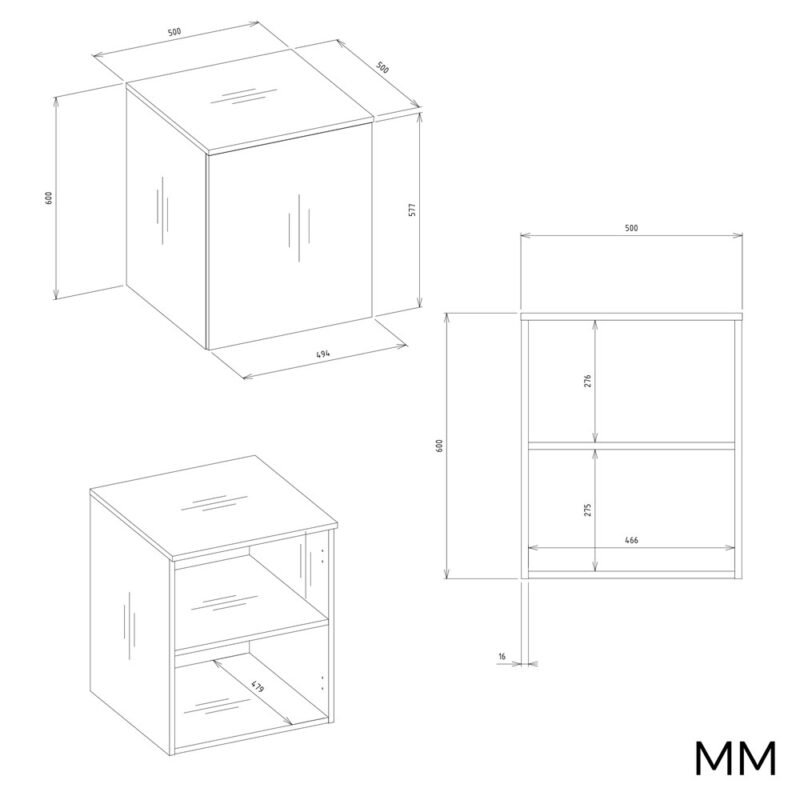 Wymiary Kastopzetstuk SD-50 – 50 cm