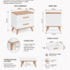 Nachtkastje OLYMPO 2S – Artisan eiken / Wit – 2 laden