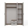 ava1 Kledingkast AVA 150 – 150 cm – Evoke eiken / Kasjmier beige – 2 laden – met spiegel – geribbeld front
