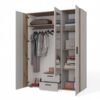 ava3 Kledingkast AVA 150 – 150 cm – Evoke eiken / Kasjmier beige – 2 laden – met spiegel – geribbeld front