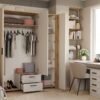 ava9 Kledingkast AVA 150 – 150 cm – Evoke eiken / Kasjmier beige – 2 laden – met spiegel – geribbeld front