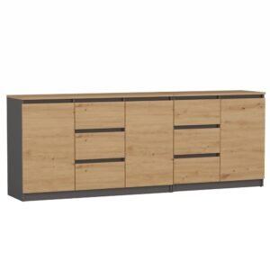 Dressoir COSTA 1D3S/2D3S BA – Artisan eiken / Antraciet