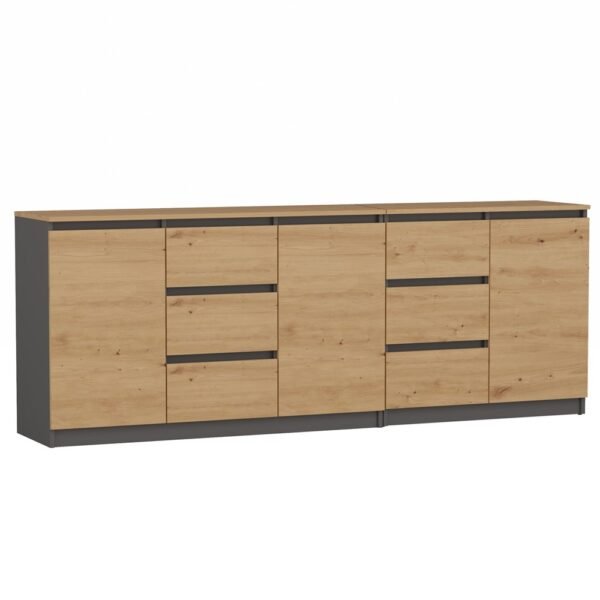 Dressoir COSTA 1D3S/2D3S BA – Artisan eiken / Antraciet