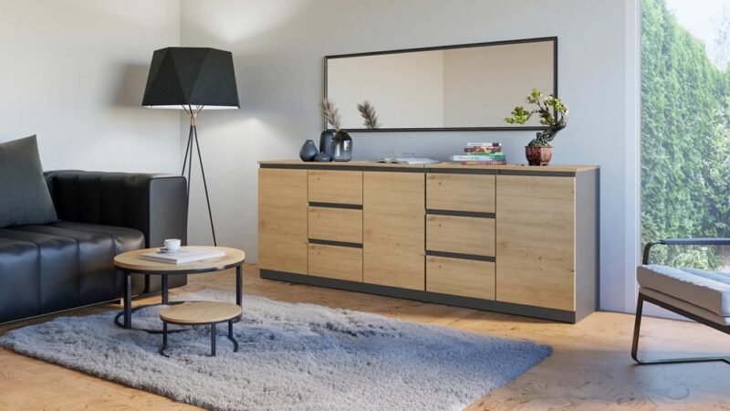 ba-w Dressoir COSTA 1D3S/2D3S BA – Artisan eiken / Antraciet