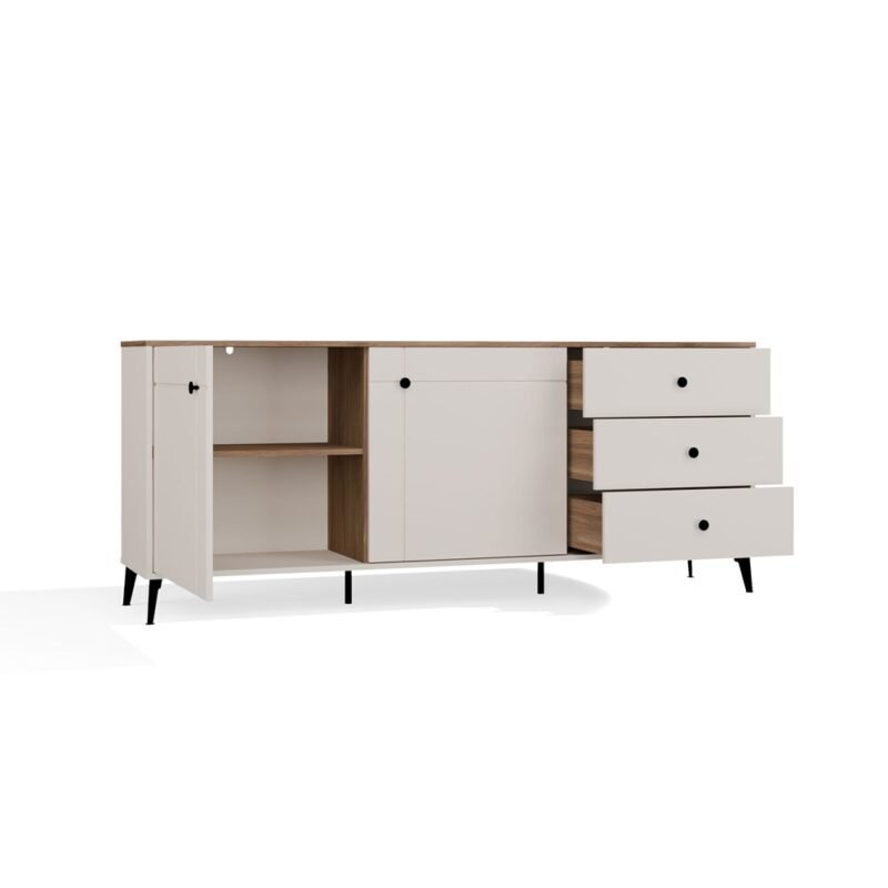 Dressoir POINT 2D3S – Castello eiken / Kasjmier beige – 3 laden – 2 deuren