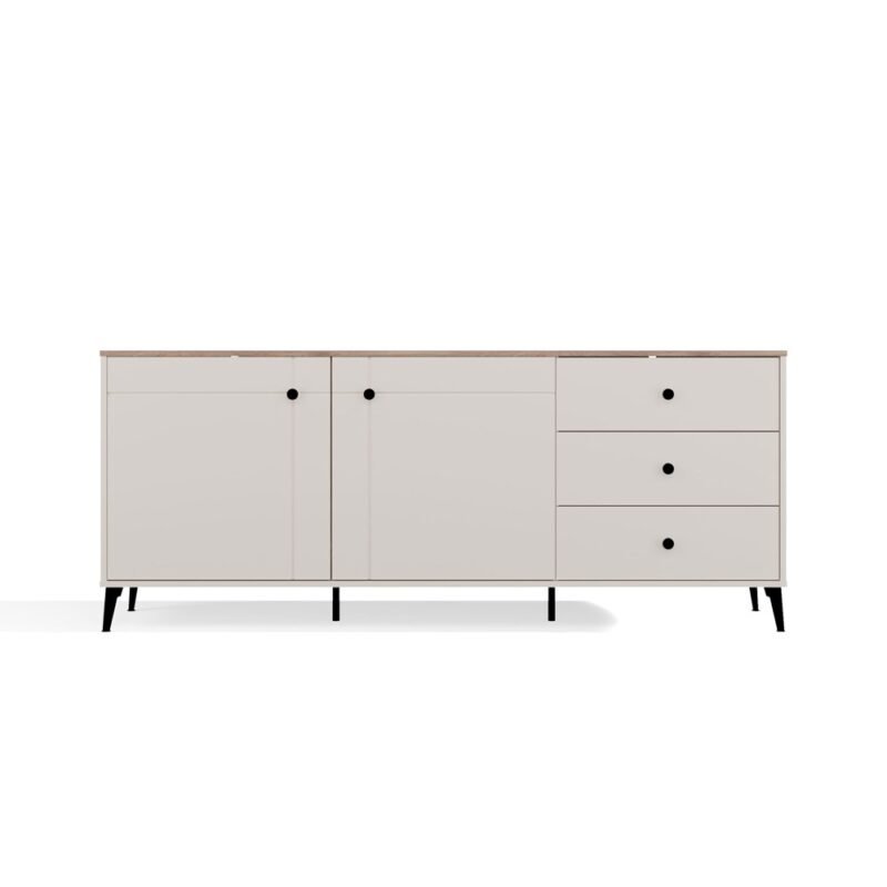 Dressoir POINT 2D3S – Castello eiken / Kasjmier beige – 3 laden – 2 deuren