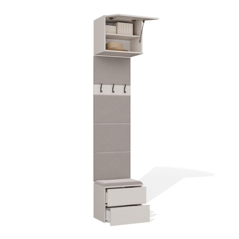 Garderobemeubel HAGA 1W2S – Kasjmier beige – 2 laden