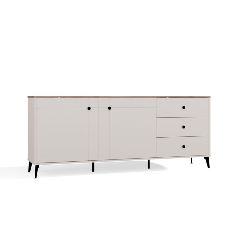 Dressoir POINT 2D3S – Castello eiken / Kasjmier beige – 3 laden – 2 deuren