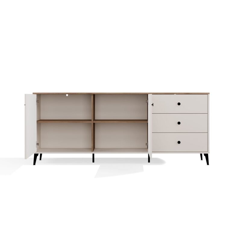 Dressoir POINT 2D3S – Castello eiken / Kasjmier beige – 3 laden – 2 deuren