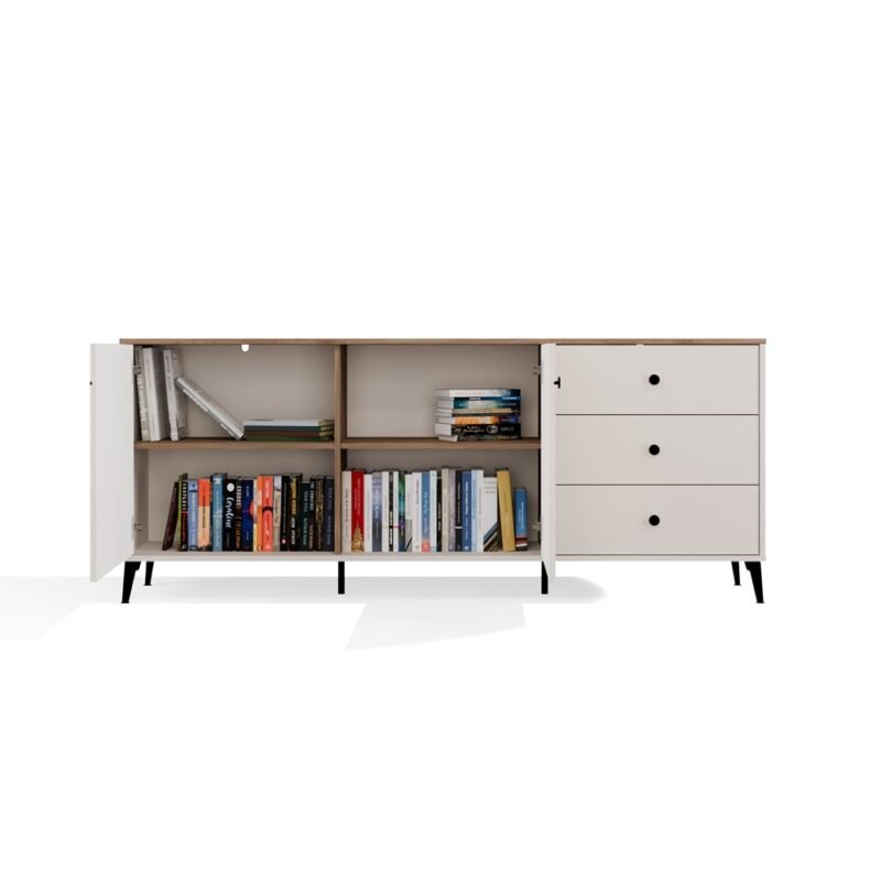 Dressoir POINT 2D3S – Castello eiken / Kasjmier beige – 3 laden – 2 deuren