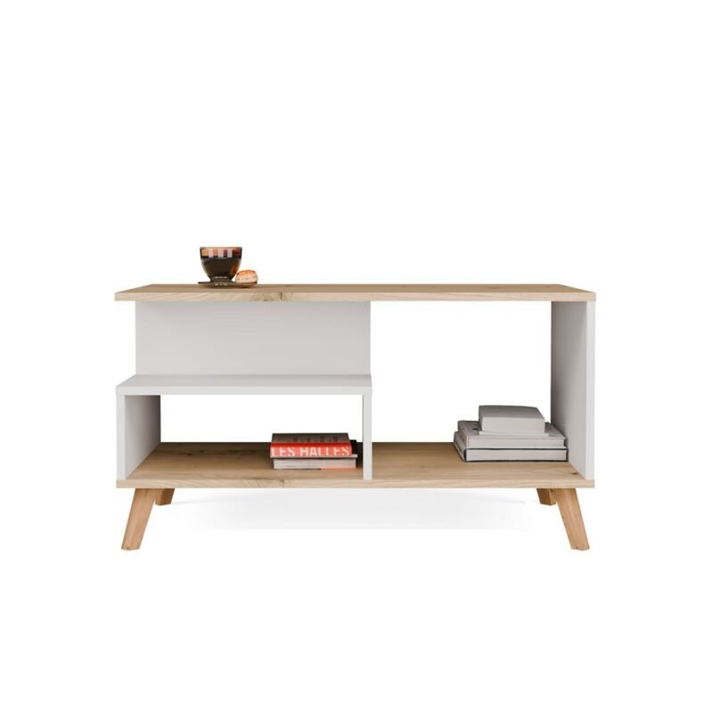 Tafel OLYMPO 1P – 90 × 49 × 48 cm – Artisan eiken / Wit