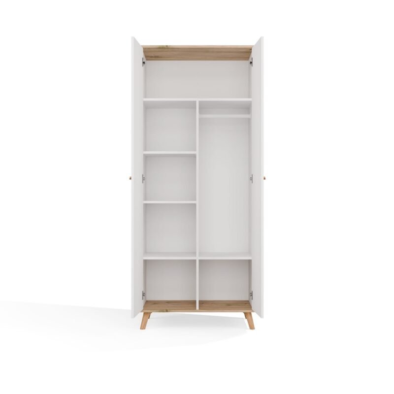 Kledingkast Ubraniowa OLYMPO 2D – 80 cm – Artisan eiken / Wit – 2 deuren