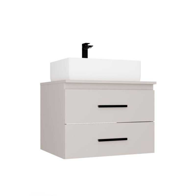 bryla4 Wastafelmeubel NEL 60 UC – Kasjmier beige – 2 laden – hangend – met wastafel