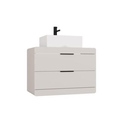 Wastafelmeubel TERRA 80 2S – 80 × 58 × 45 cm – Kasjmier – 2 laden – hangend – met wastafel