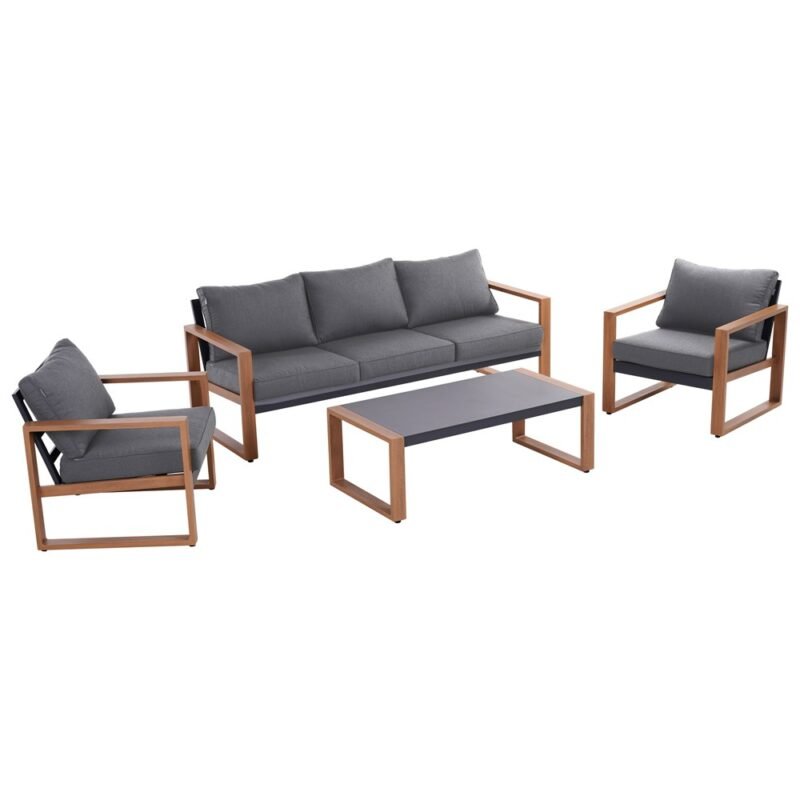Tuinset DUISBURG Sofa Fotel Stolik – Antraciet / Bruin