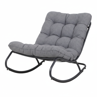 Tuinfauteuil VIBE – 115 cm – Zwart / Grijs – met kussen