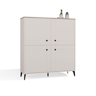 brylka1 Dressoir POINT 4D – Castello eiken / Kasjmier beige – 4 deuren – 8 planken