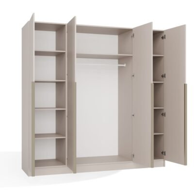 brylka1 Kledingkast SENSO 4D 200 – 200 cm – Kasjmier beige – 4 deuren