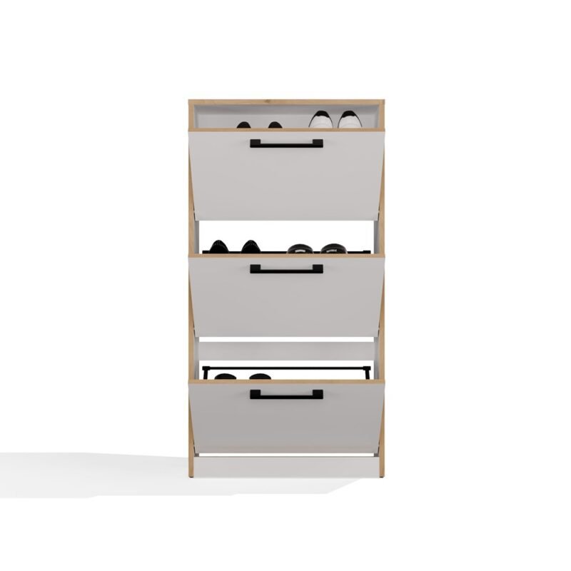 Schoenenkast Paula – Artisan eiken / Wit – 3 deuren