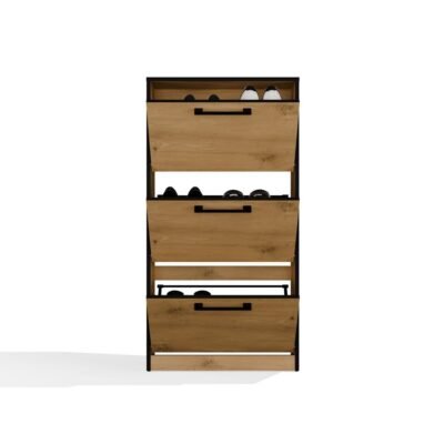 brylka1 Schoenenkast Paula – Artisan eiken / Zwart – 3 deuren