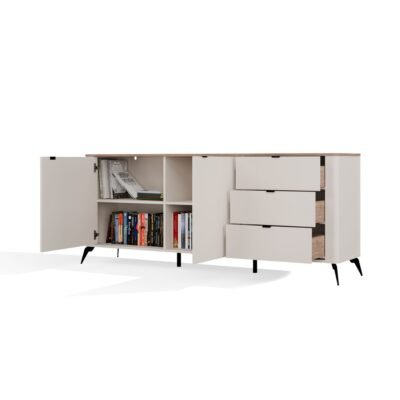 brylka2 Dressoir CORDOBA 2D3S – Castello eiken / Kasjmier beige – 3 laden – soft-close