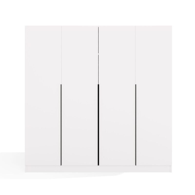 brylka2 Kledingkast SENSO 4D 200 – 200 cm – Wit / Zwart – 4 deuren