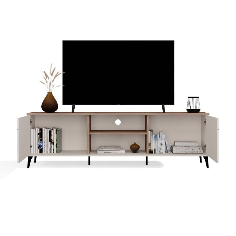 TV-meubel POINT 2D – Castello eiken / Kasjmier beige – 2 deuren
