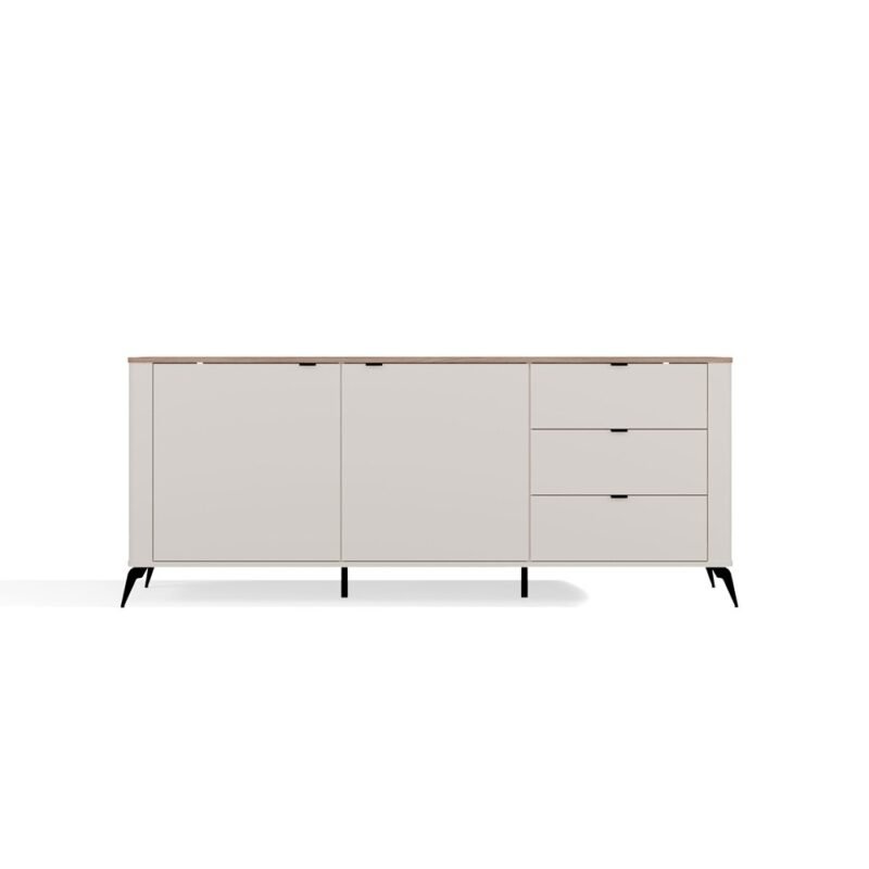 Dressoir CORDOBA 2D3S – Castello eiken / Kasjmier beige – 3 laden – soft-close