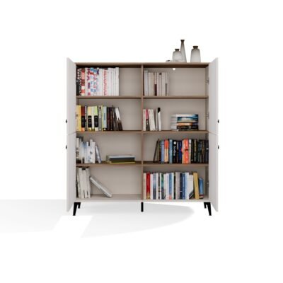 brylka3 Dressoir POINT 4D – Castello eiken / Kasjmier beige – 4 deuren – 8 planken