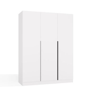 Kledingkast SENSO 3D 150 – 150 cm – Wit / Zwart – 3 deuren