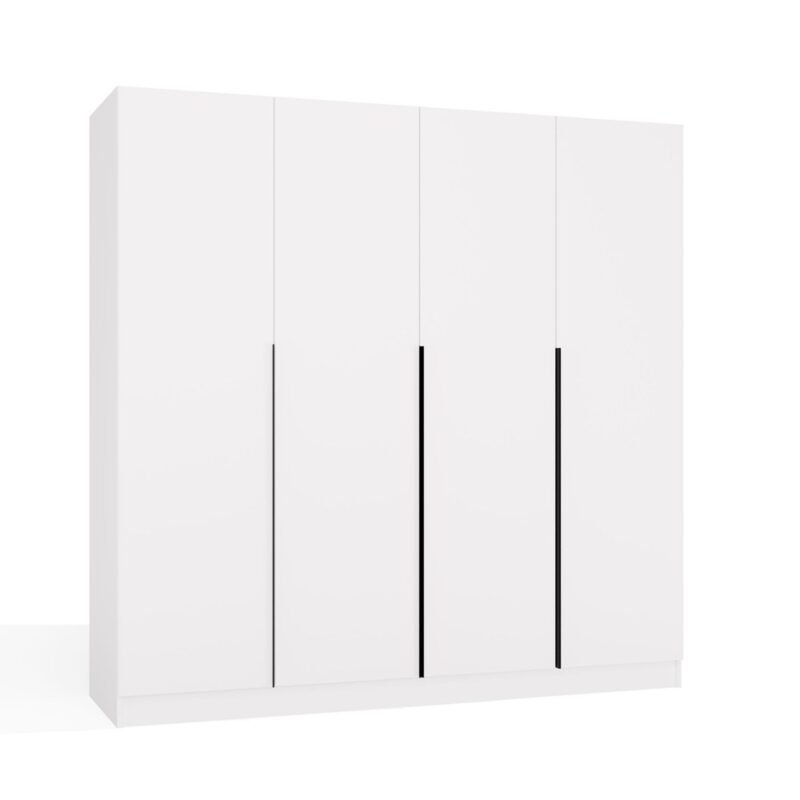 brylka3 Kledingkast SENSO 4D 200 – 200 cm – Wit / Zwart – 4 deuren