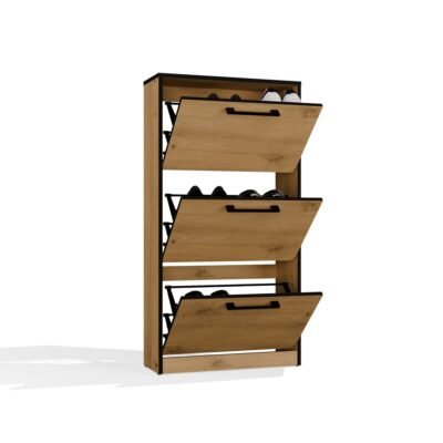 brylka3 Schoenenkast Paula – Artisan eiken / Zwart – 3 deuren