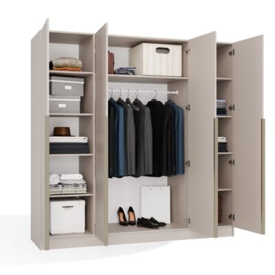 brylka4 Kledingkast SENSO 4D 200 – 200 cm – Kasjmier beige – 4 deuren