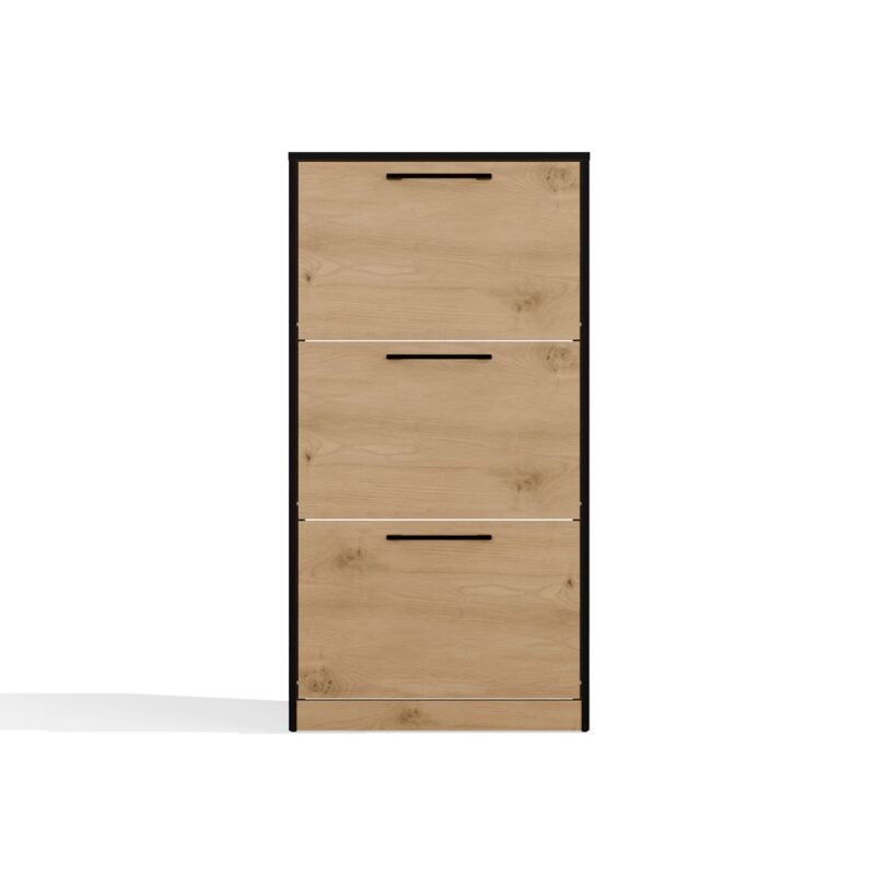 Schoenenkast Paula – Artisan eiken / Zwart – 3 deuren
