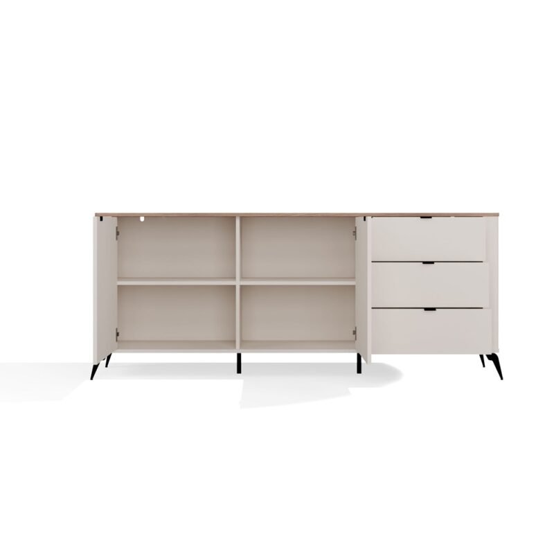 Dressoir CORDOBA 2D3S – Castello eiken / Kasjmier beige – 3 laden – soft-close