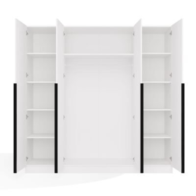 Kledingkast SENSO 4D 200 – 200 cm – Wit / Zwart – 4 deuren