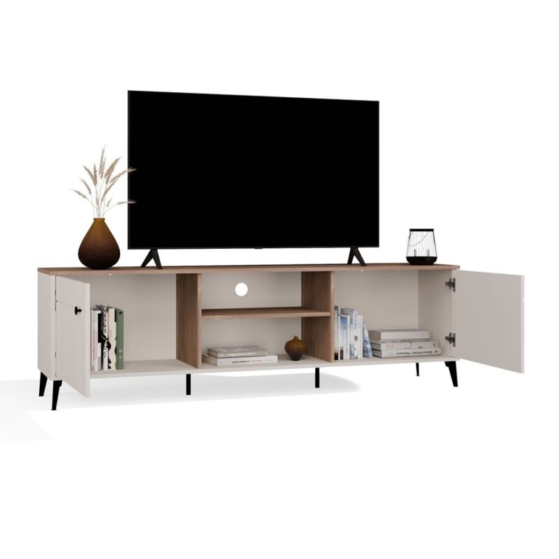TV-meubel POINT 2D – Castello eiken / Kasjmier beige – 2 deuren